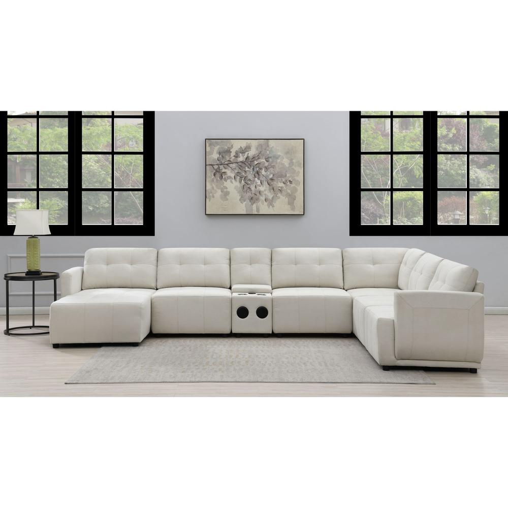 Picket House Furnishings Gianni Left Hand Facing Modular 7PC Sectional Set with Chaise in Natural. Picture 2