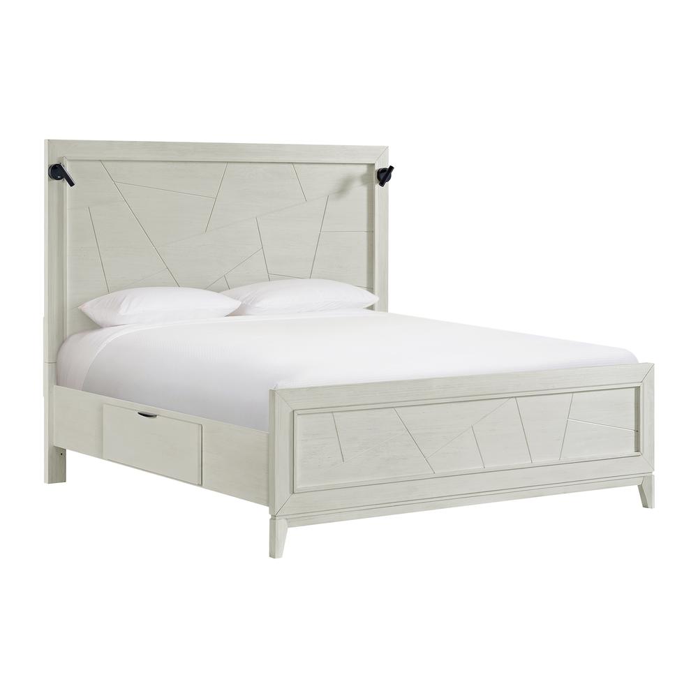 Parell King Bed w/ Storage in White. Picture 1