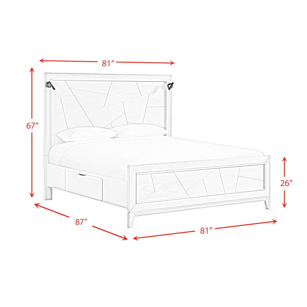 Parell King Bed w/ Storage in White. Picture 5