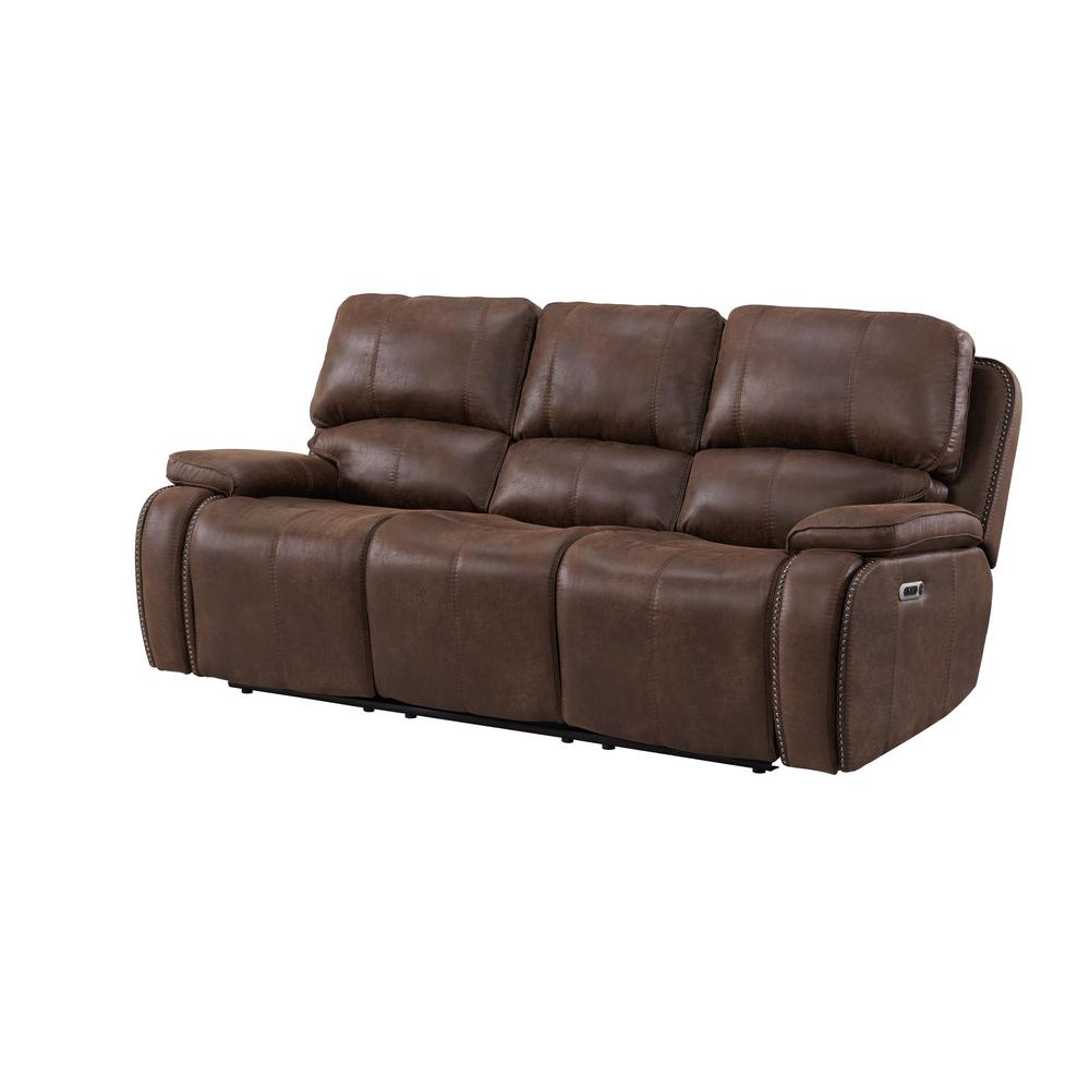 Grover Power Motion Sofa with Power Motion Head Recliner in Heritage Brown. Picture 1