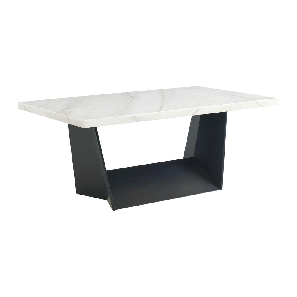 Dillon Standard Height Marble Table in White. Picture 1