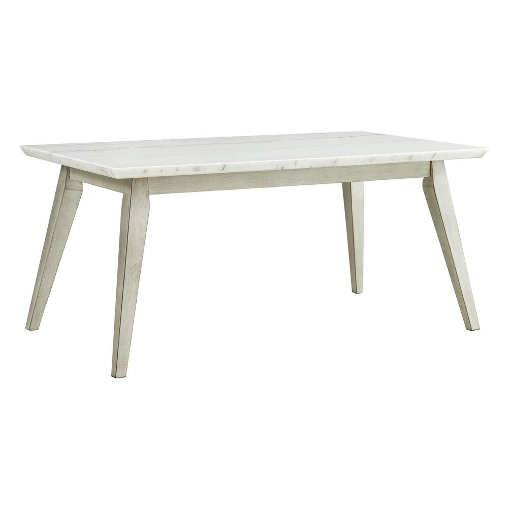 Kean  Dining Table w/white marble top in White. Picture 1