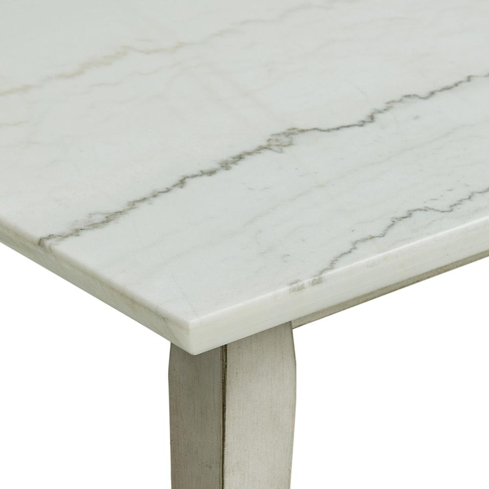 Kean  Dining Table w/white marble top in White. Picture 4
