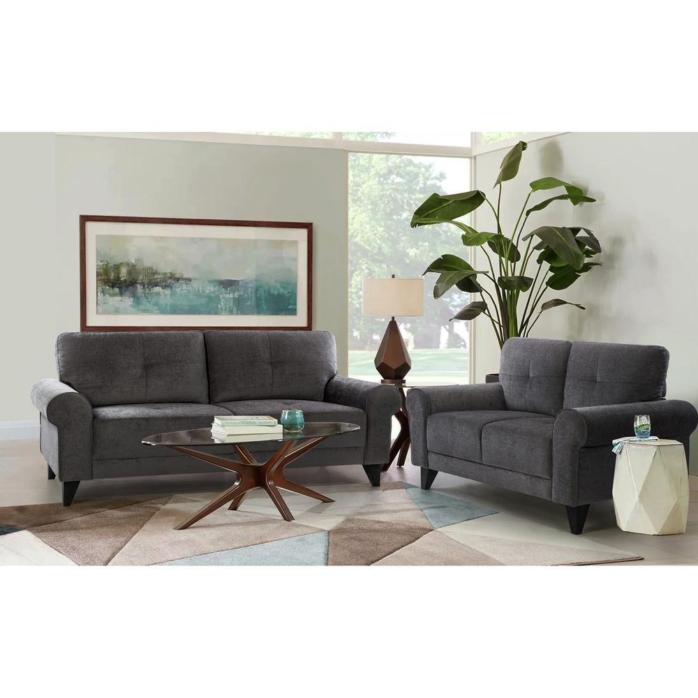 Picket House Furnishings Atticus 2PC Set in Charcoal-Sofa & Loveseat. Picture 2