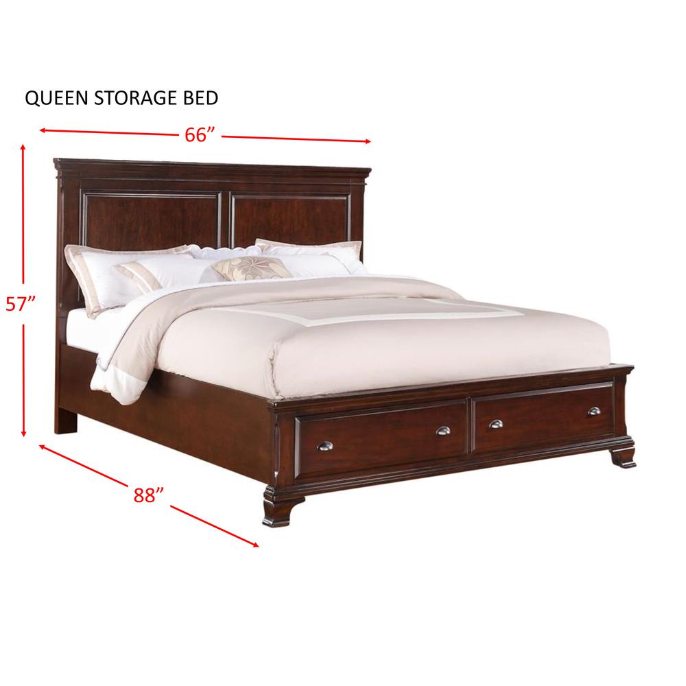 Brinley Cherry Queen Storage 3PC Bedroom Set. Picture 7