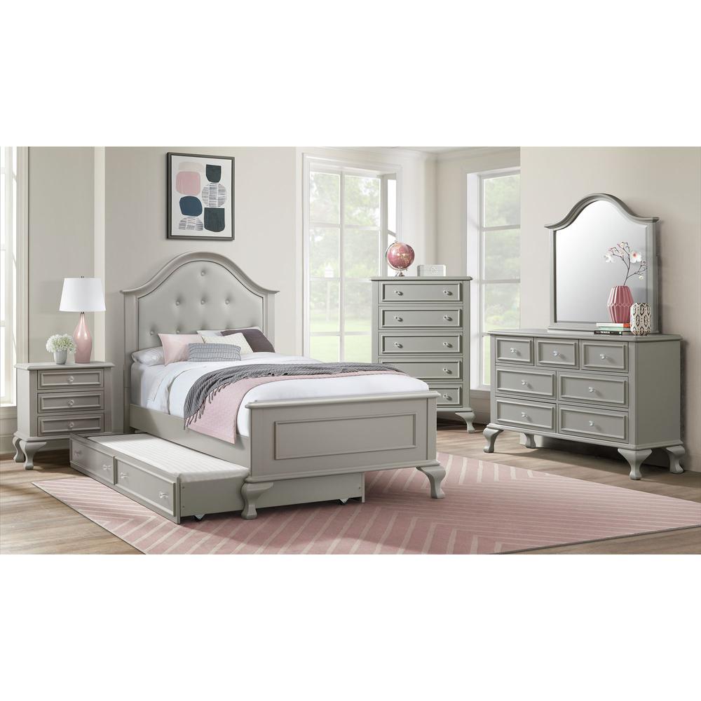 Picket House Furnishings Jenna Full Panel 5PC Bedroom Set in Grey. Picture 3