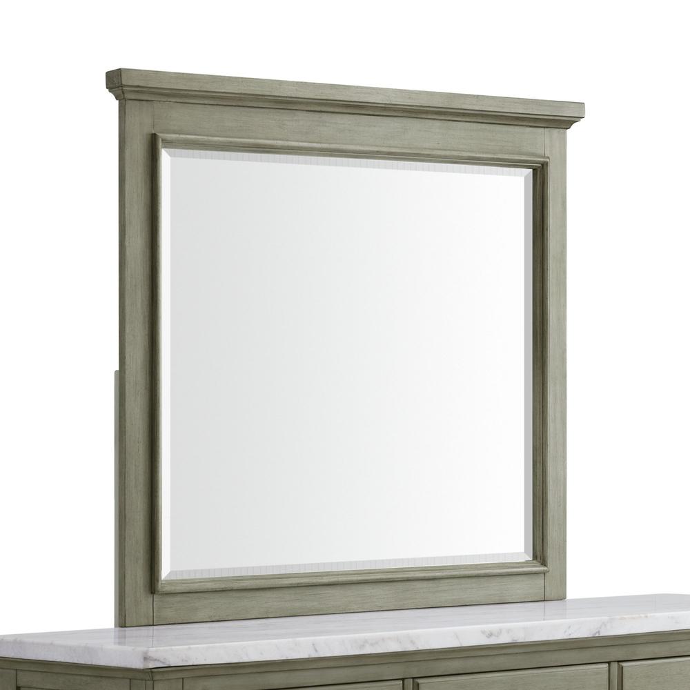 Bessie Dresser & Mirror w/ White Marble Top in Grey. Picture 4