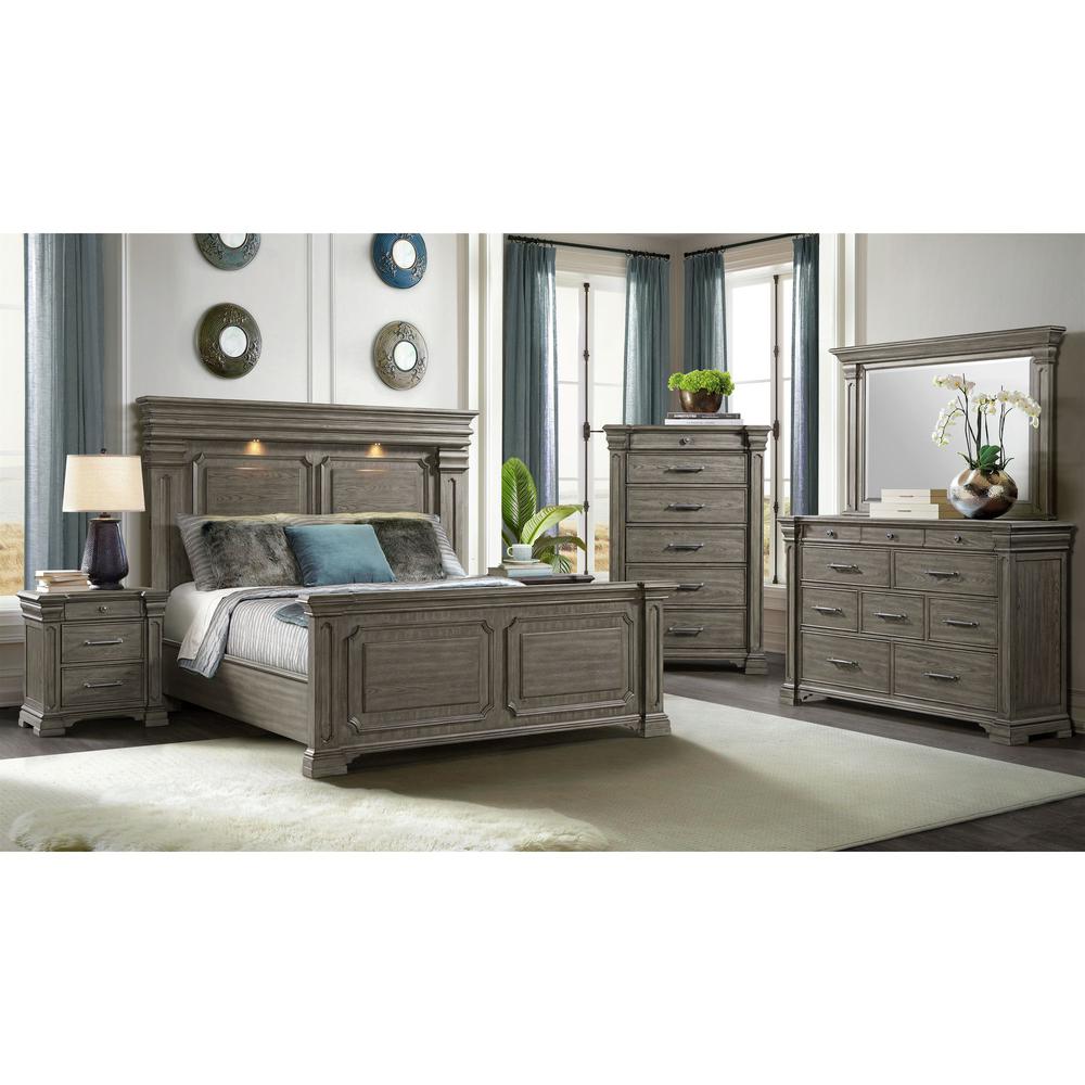 Paterson  3-Drawer Nightstand  (Sliding Top) in Grey. Picture 8