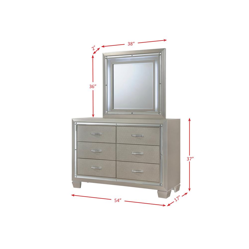 Glamour Youth Dresser & Mirror w/ LED Light Set. Picture 6
