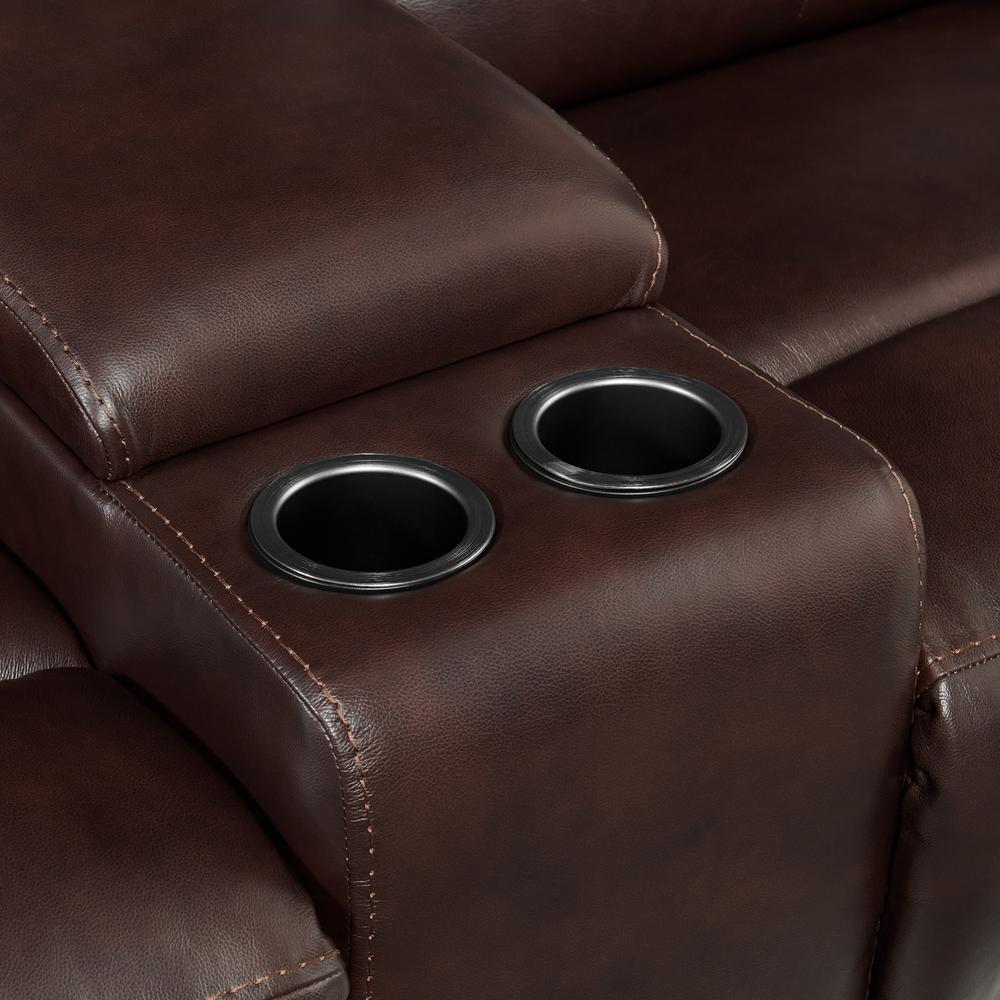 Wylde  Power Motion Loveseat with Console in Palais Dark Brown. Picture 8