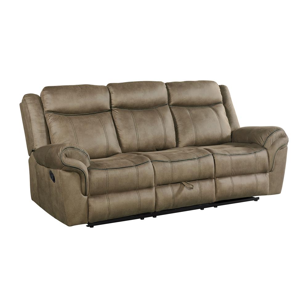 Tasso Motion Sofa with Dropdown in T101 Brown. Picture 1