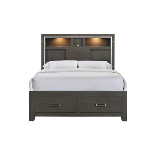 Pikcet House Furnishings Roma Queen Storage Bed with Music & LED Lights in Grey. Picture 2