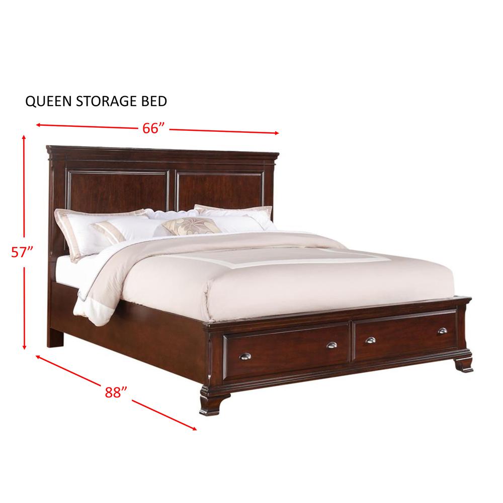 Brinley Cherry Queen Storage 3PC Bedroom Set. Picture 16