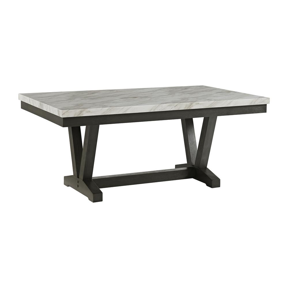 Eve Dining Table w/ White Faux Marble Top in Charcoal. Picture 1