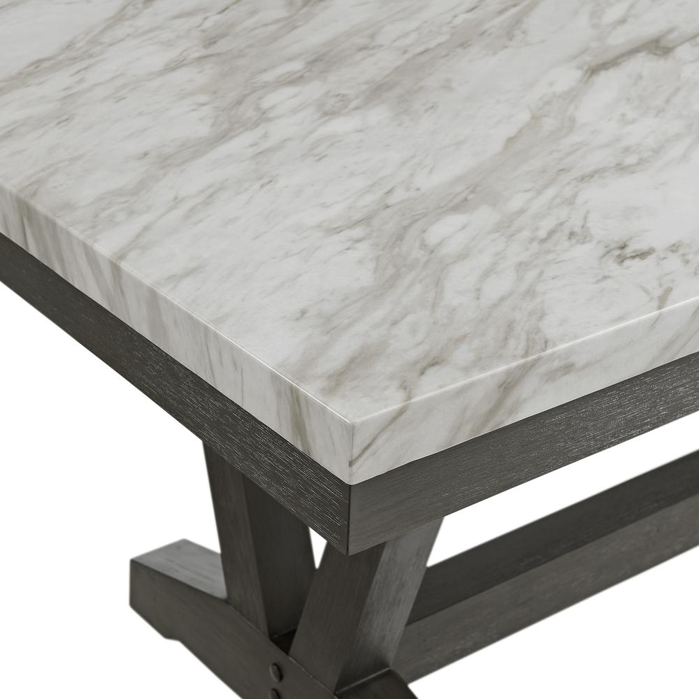 Eve Dining Table w/ White Faux Marble Top in Charcoal. Picture 5