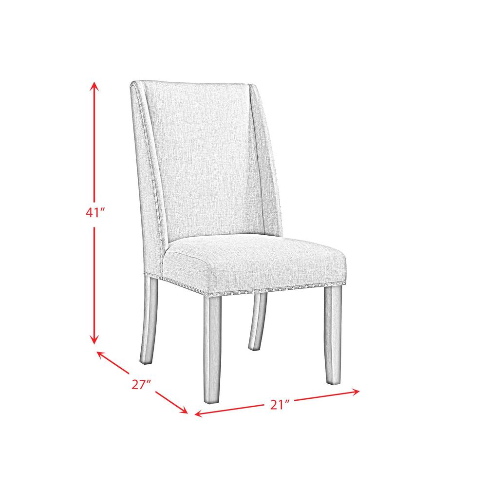 Eve Side Chair  w/ Grey Fabric and Nail Heads in Charcoal (2 Per Carton). Picture 4