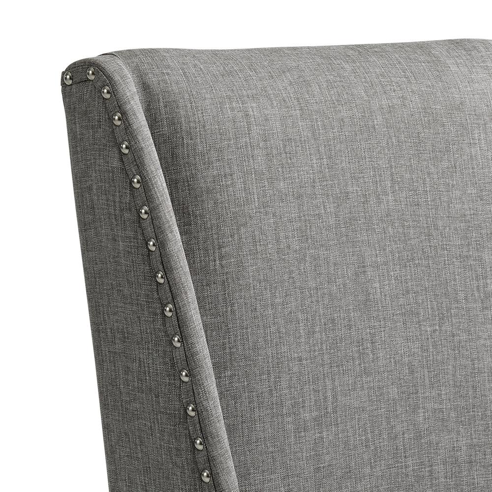 Eve Side Chair  w/ Grey Fabric and Nail Heads in Charcoal (2 Per Carton). Picture 5