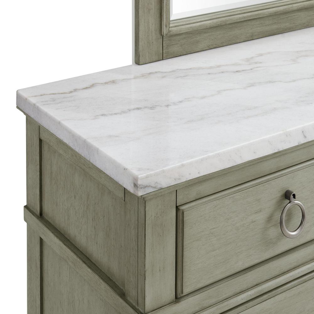 Bessie Dresser & Mirror w/ White Marble Top in Grey. Picture 5