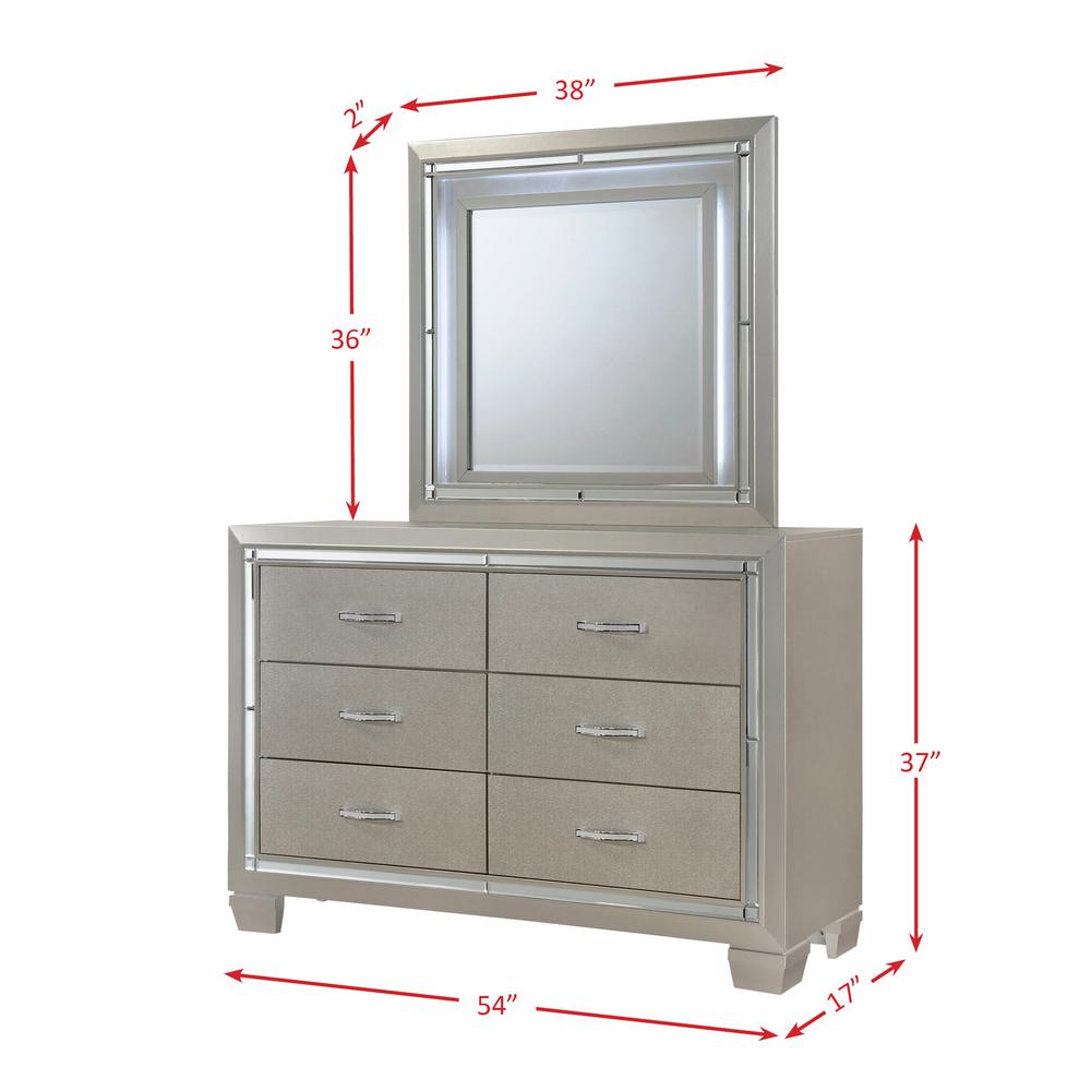 Glamour Youth Dresser & Mirror w/ LED Light Set. Picture 12