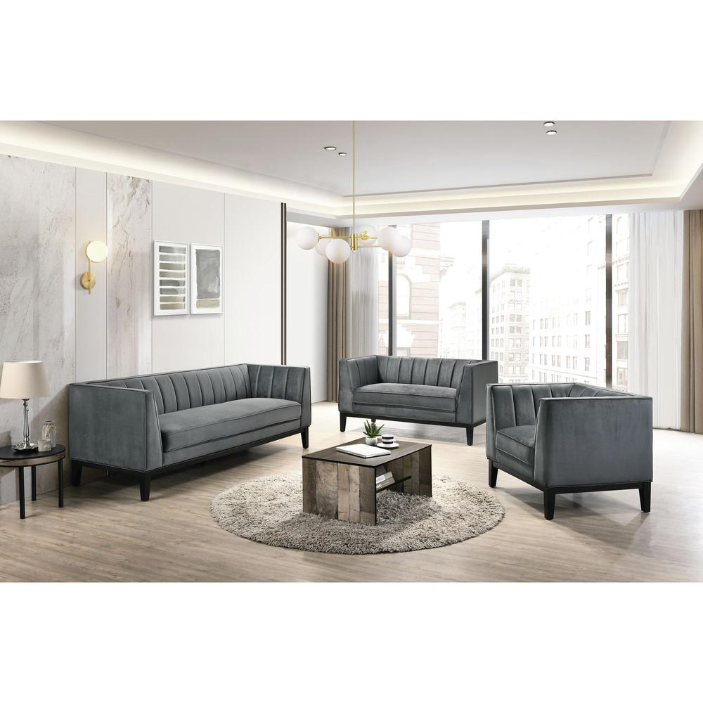 Calabasas 3PC Living Room Set in Light Grey. Picture 1