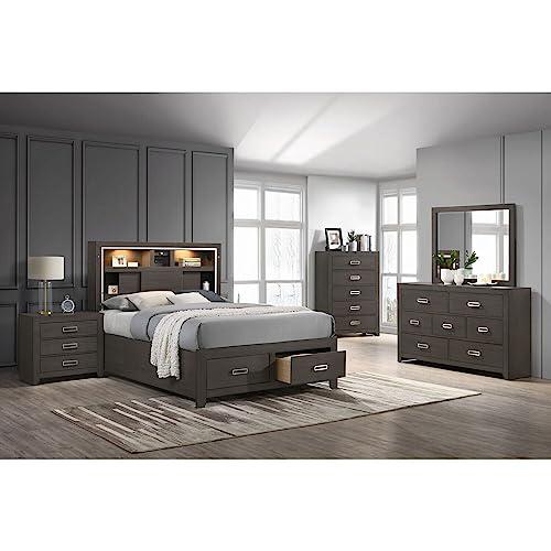 Pikcet House Furnishings Roma Queen Storage Bed with Music & LED Lights in Grey. Picture 4