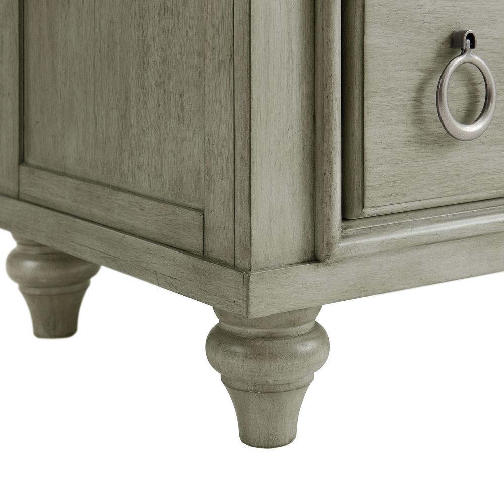 Bessie 5-Drawer Chest w/ White Marble Top in Grey. Picture 6