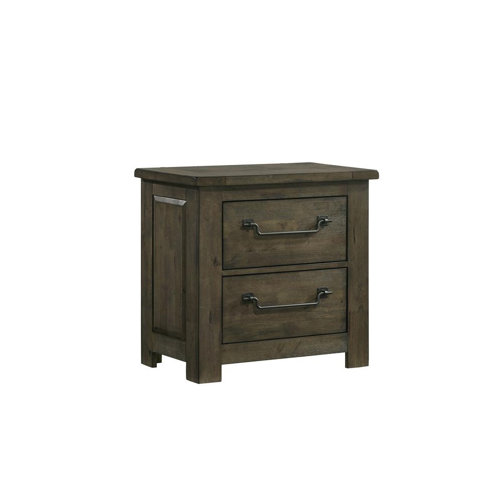 Picket House Furnishings Memphis 2-Drawer Nightstand with USB in Grey. Picture 1