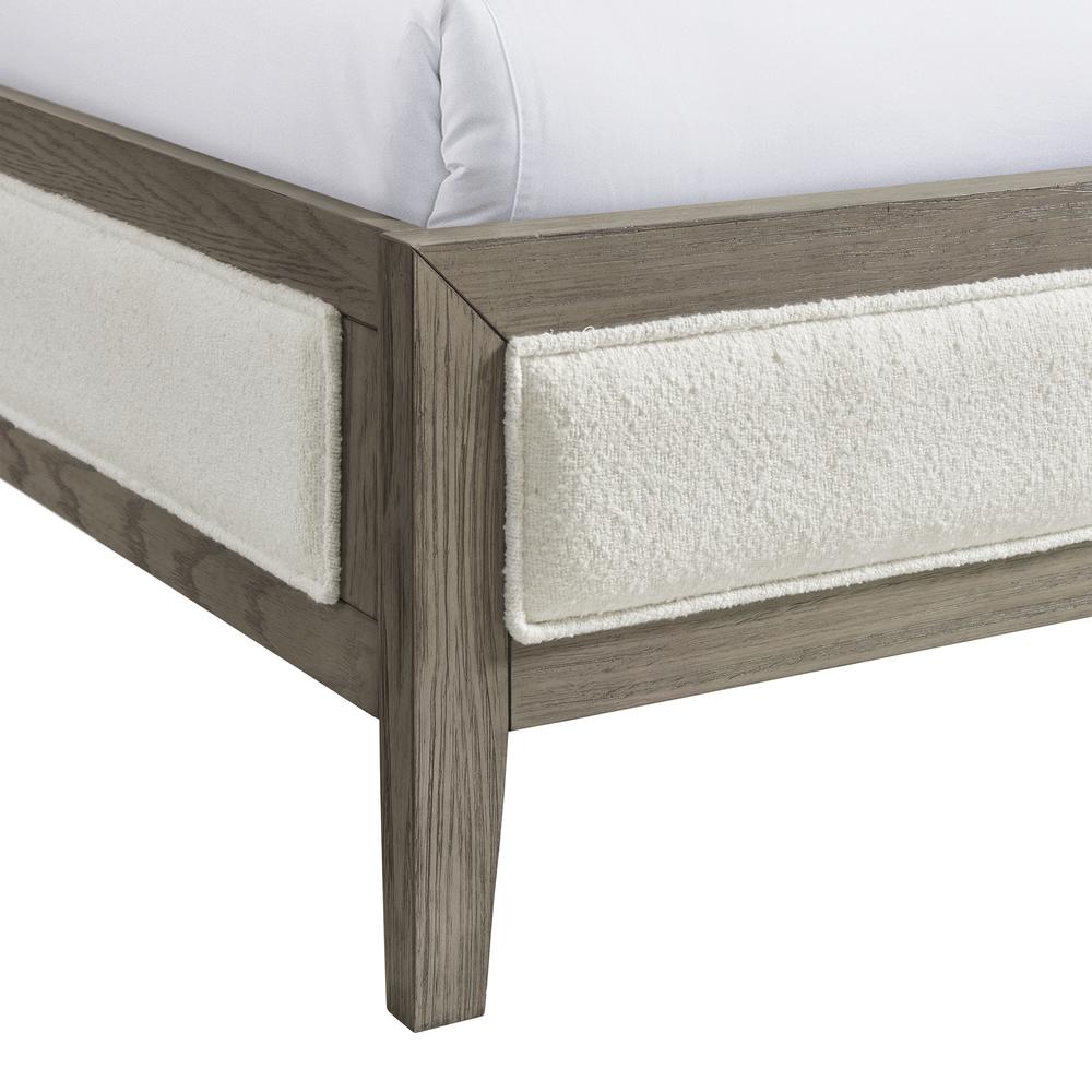 Armes  King White Fabric Panel Bed with Low Footboard in Grey. Picture 5