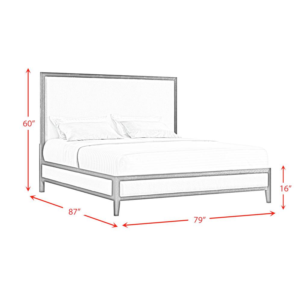 Armes  King White Fabric Panel Bed with Low Footboard in Black. Picture 3