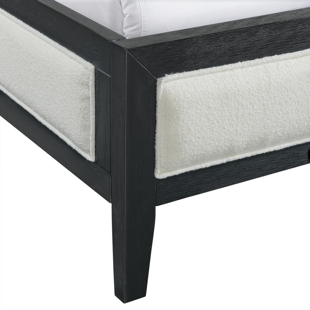 Armes Queen White Fabric Panel Bed with Low Footboard in Black. Picture 5