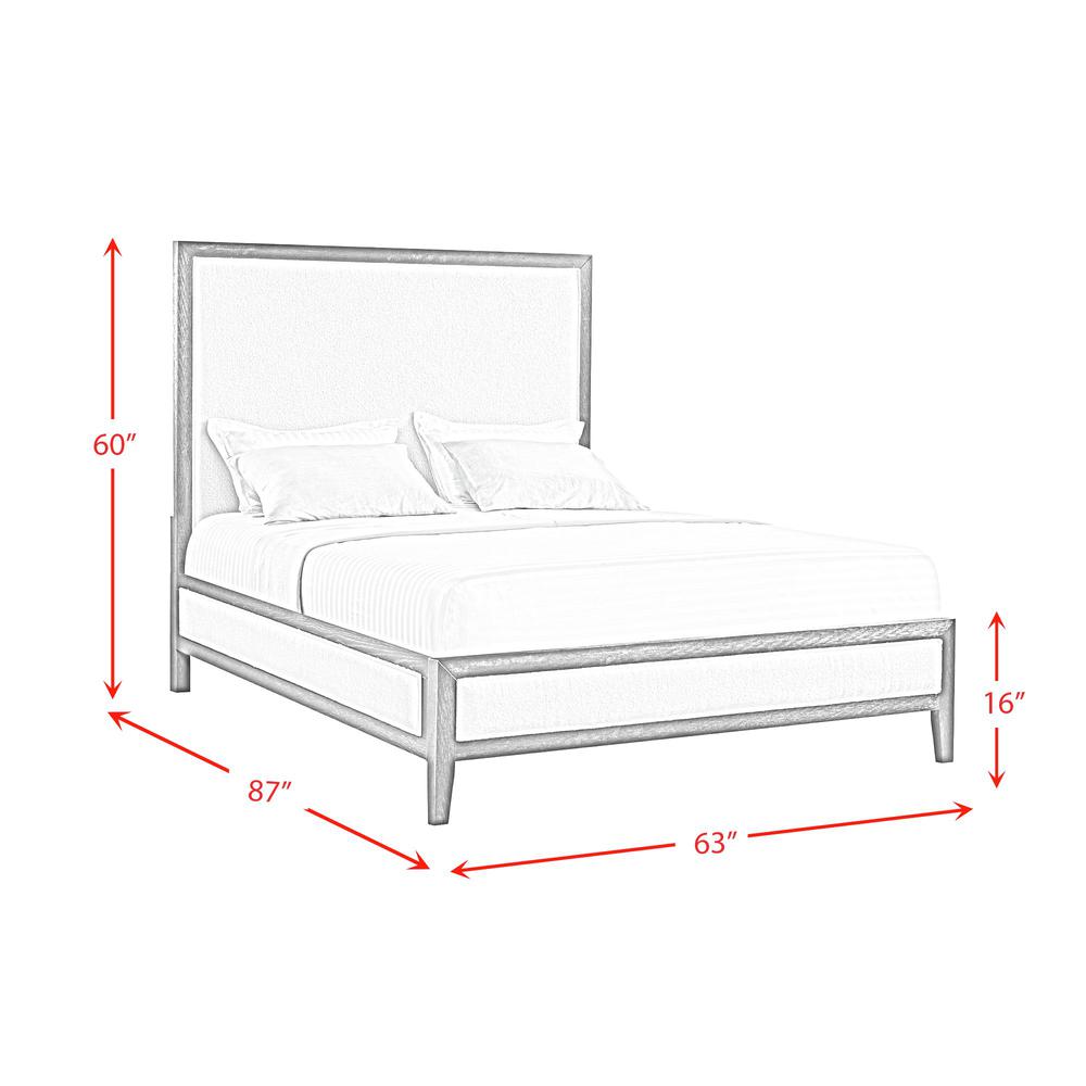 Armes Queen White Fabric Panel Bed with Low Footboard in Black. Picture 3
