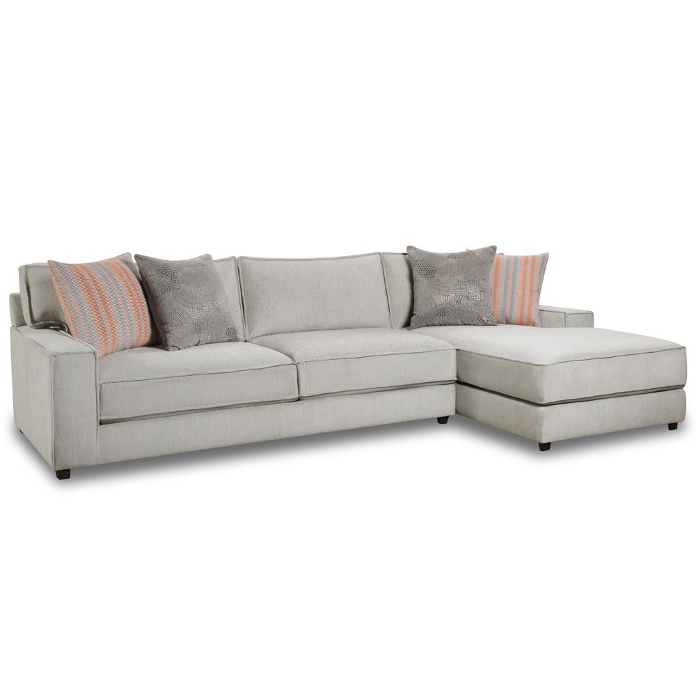 Evelyn 2PC Sectional with RHF Chaise in Candor Ash and 4 Pillows. Picture 1