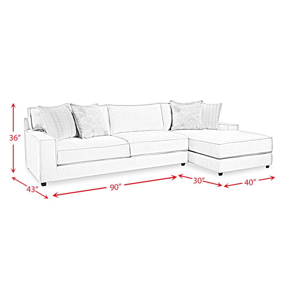 Evelyn 2PC Sectional with RHF Chaise in Candor Ash and 4 Pillows. Picture 3