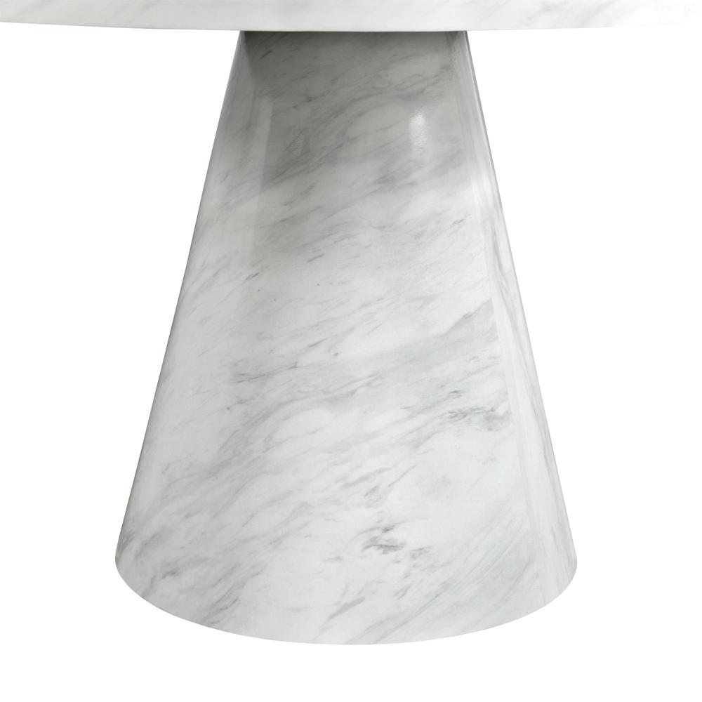 Odette White Round Dining Table Complete in White. Picture 4