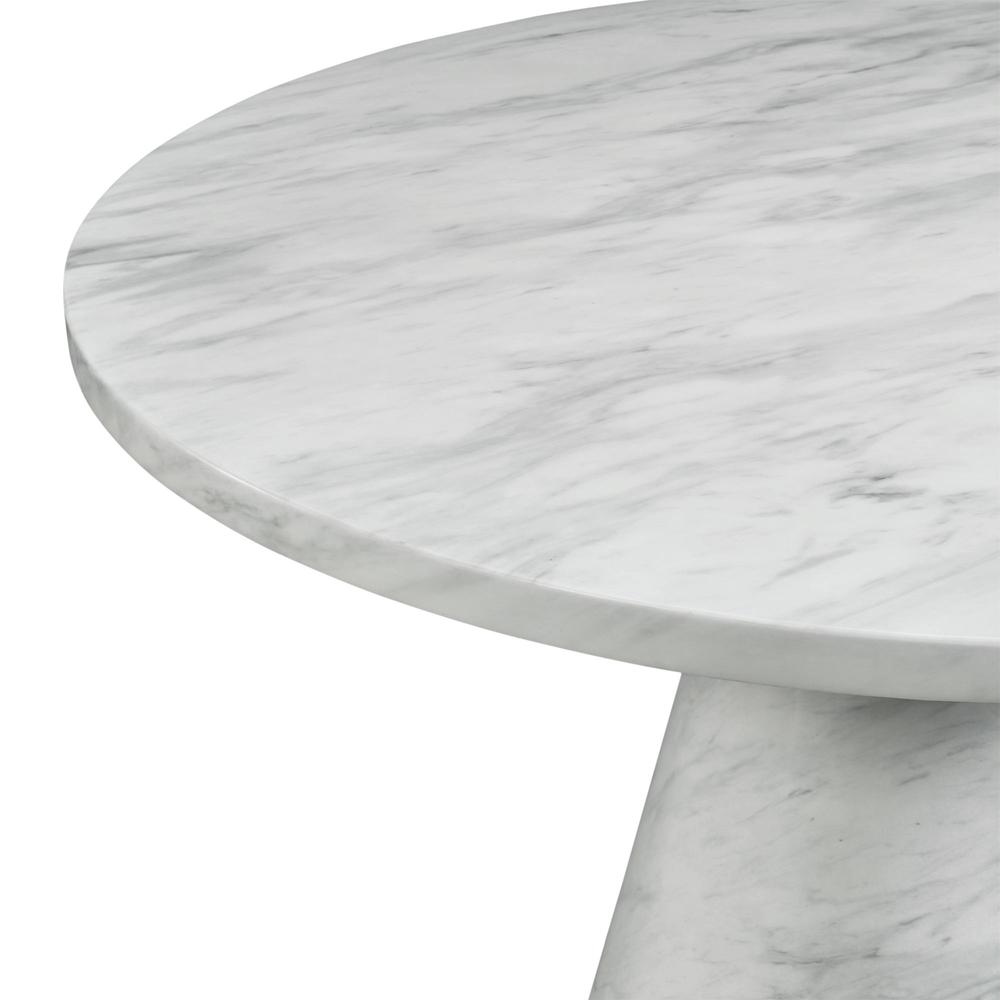 Odette White Round Dining Table Complete in White. Picture 3