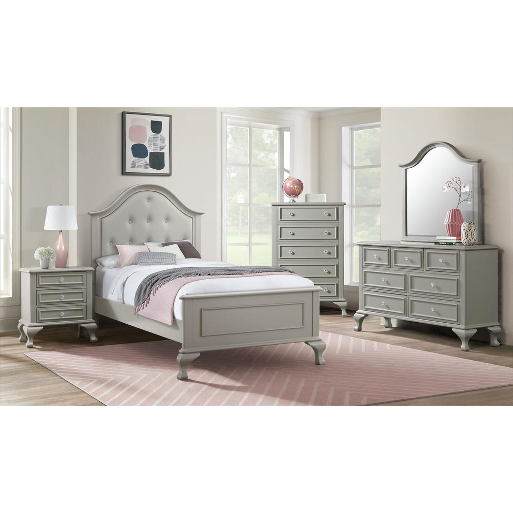 Picket House Furnishings Jenna Twin Panel 6PC Bedroom Set, Grey. Picture 3