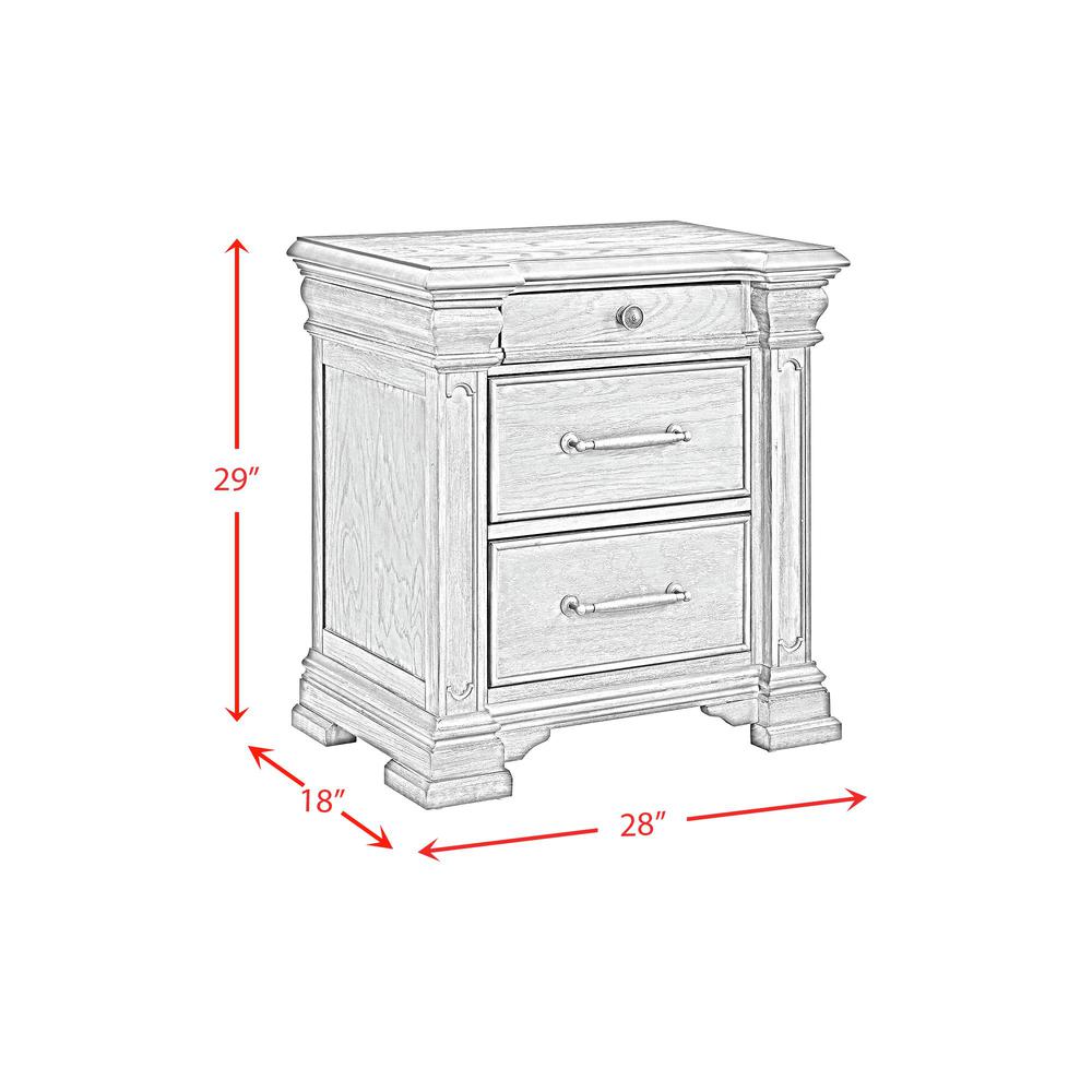 Paterson  3-Drawer Nightstand  (Sliding Top) in Grey. Picture 3