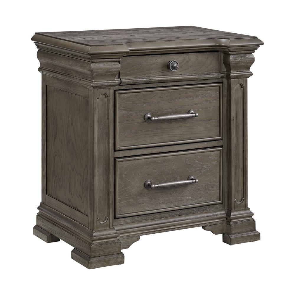 Paterson  3-Drawer Nightstand  (Sliding Top) in Grey. Picture 1