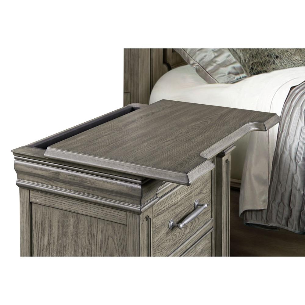 Paterson  3-Drawer Nightstand  (Sliding Top) in Grey. Picture 5