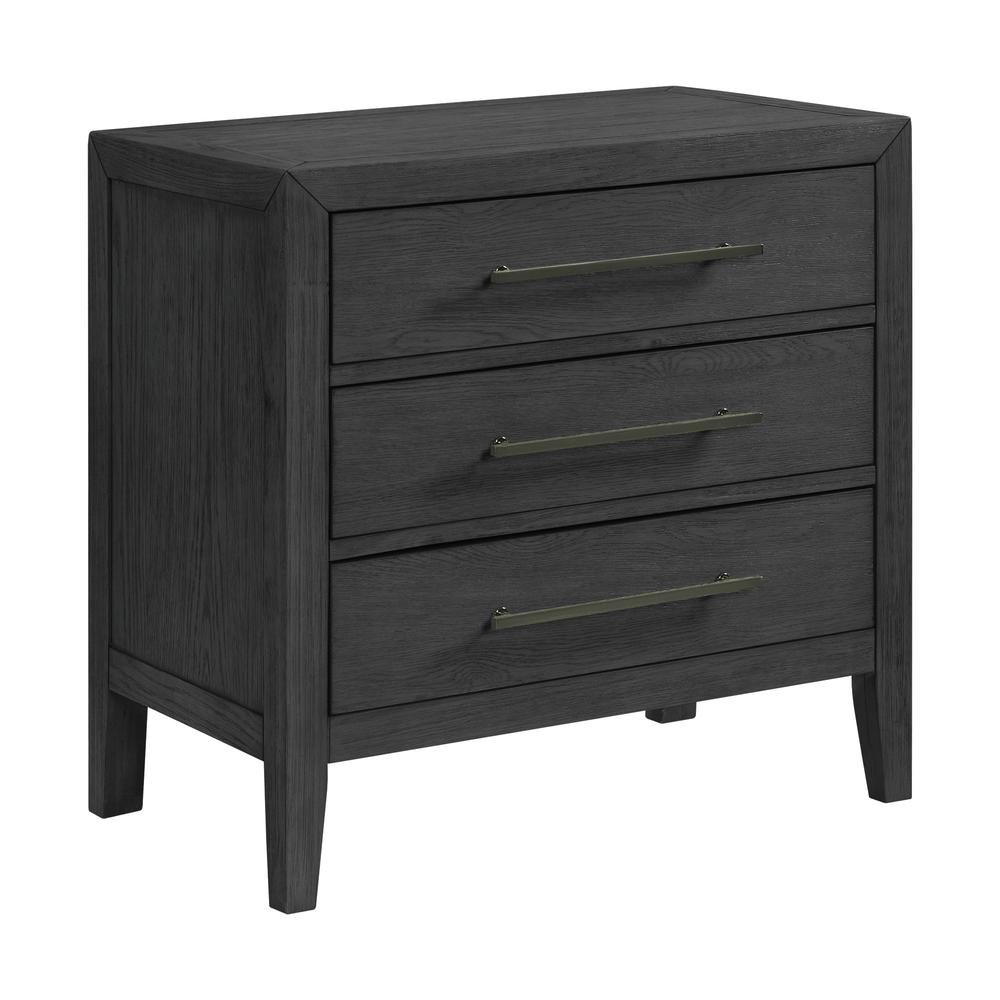 Armes 3-Drawer Nightstand in Black. Picture 1