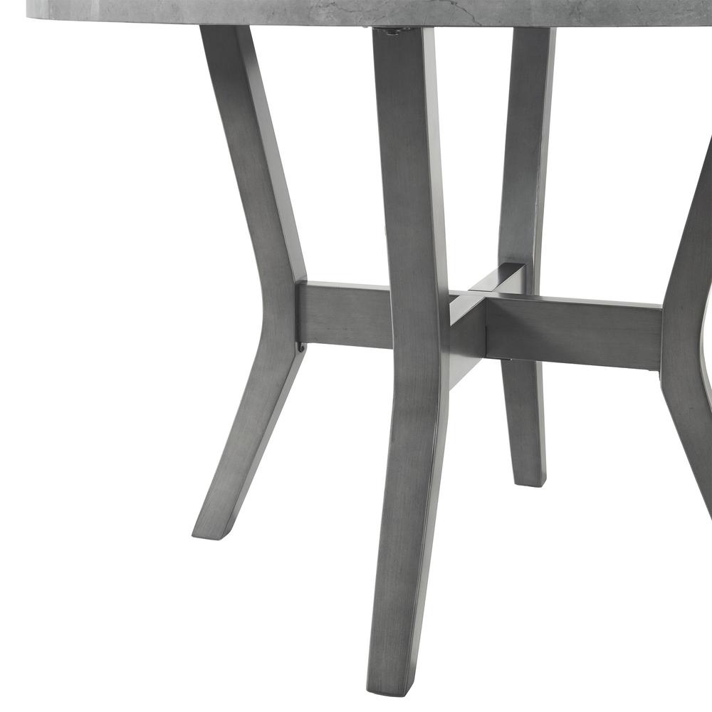 Vania 5PC Round Dining Set With Faux Marble Top in Brushed Grey. Picture 7