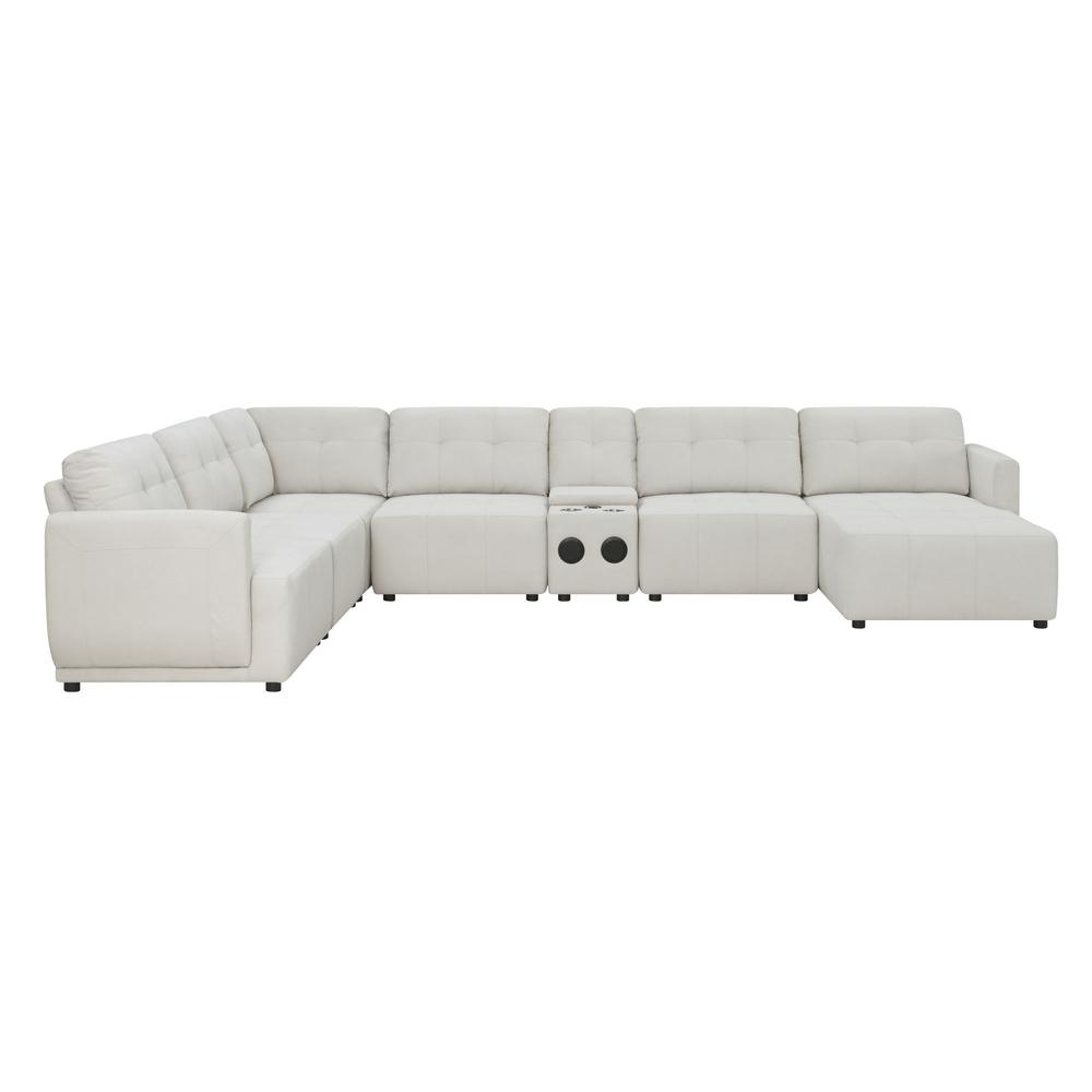 Picket House Furnishings Gianni Left Hand Facing Modular 7PC Sectional Set with Chaise in Natural. Picture 4