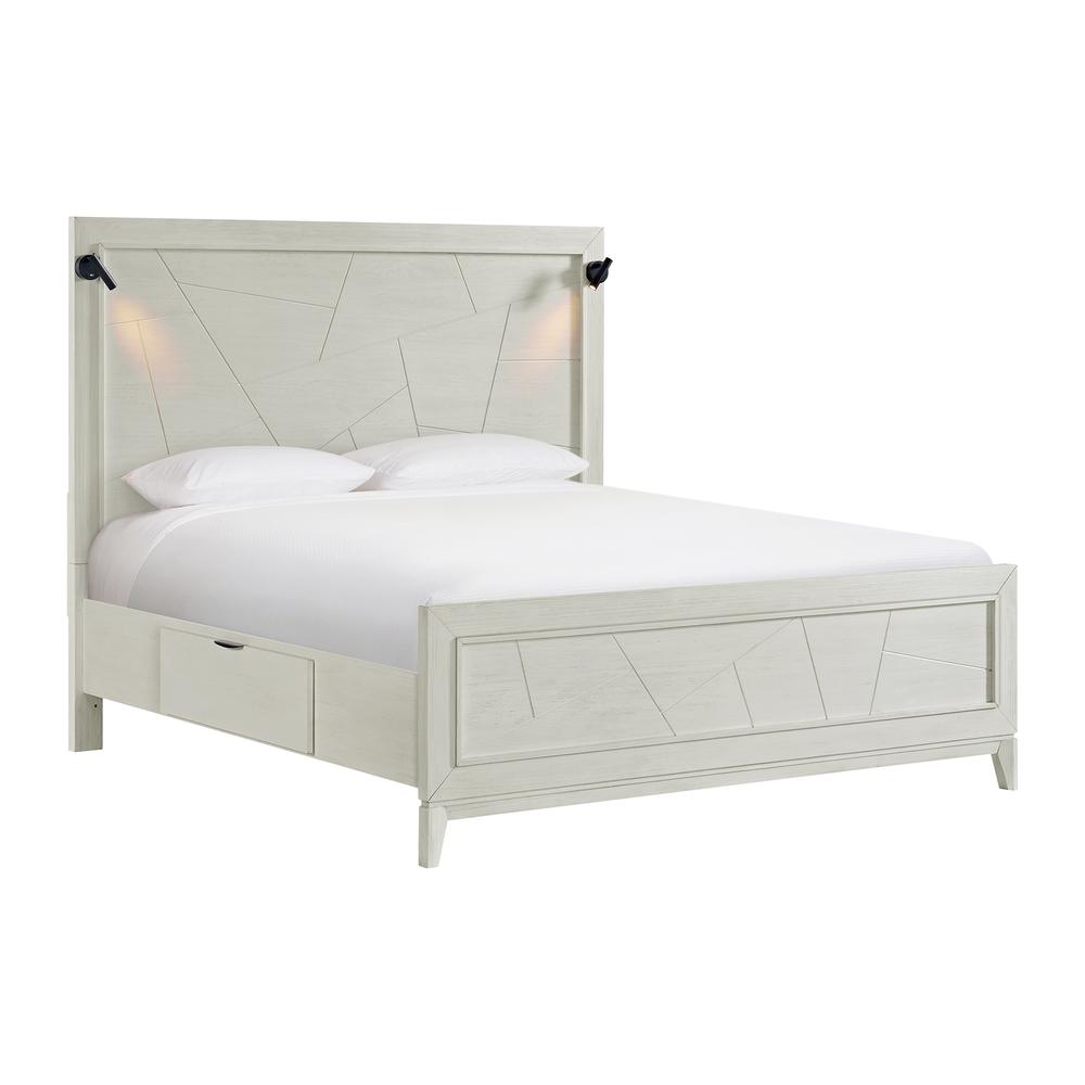 Parell King Bed w/ Storage in White. Picture 2