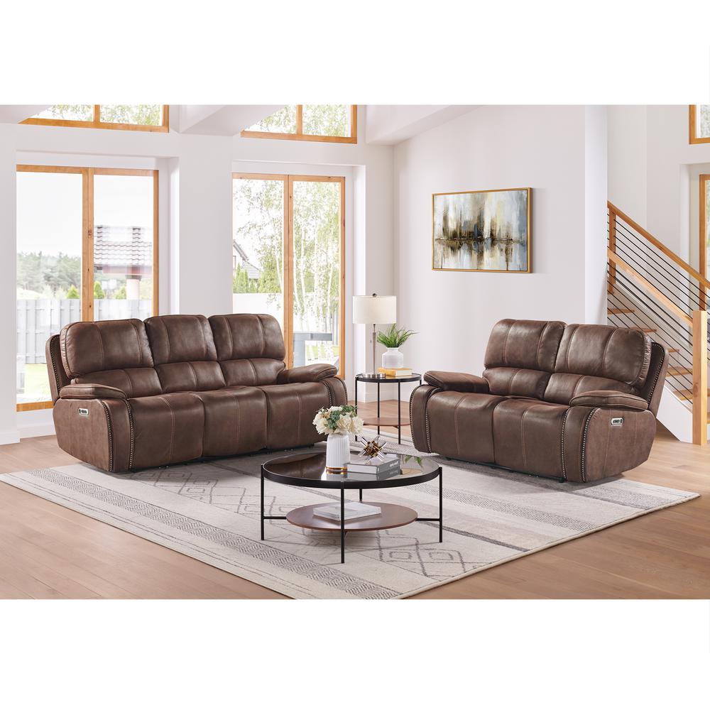 Grover Power Motion Sofa with Power Motion Head Recliner in Heritage Brown. Picture 15