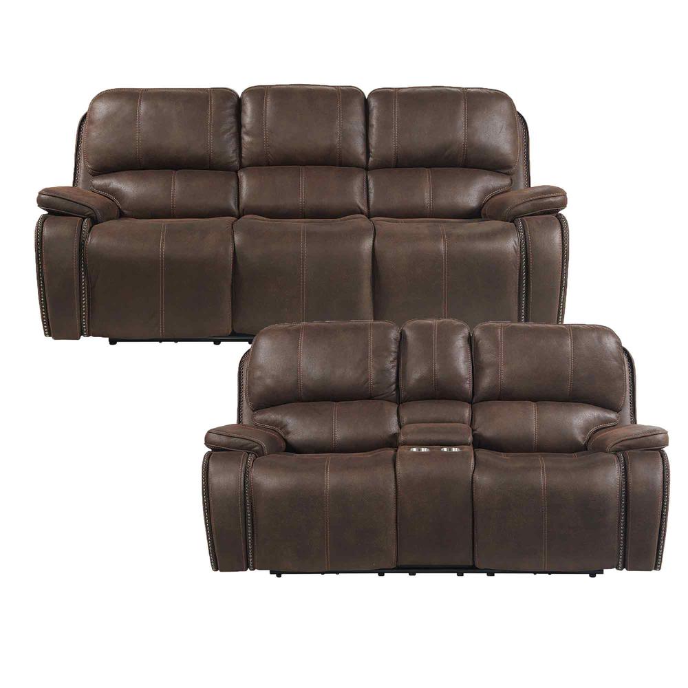 Grover 2PC Living Room Set in Heritage Coffee-Sofa & Loveseat. Picture 1
