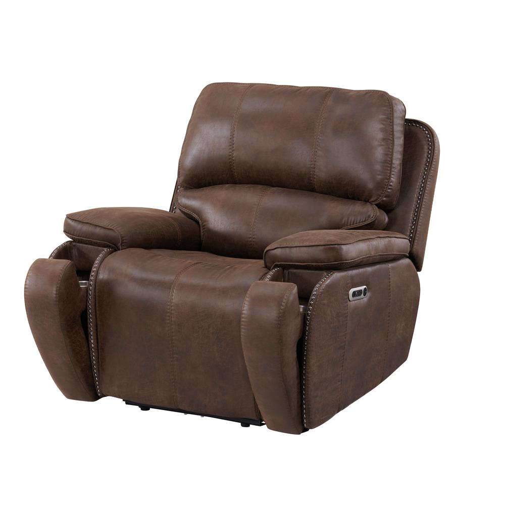 Grover Power Motion Recliner with Power Head Recliner in Heritage Brown. Picture 2