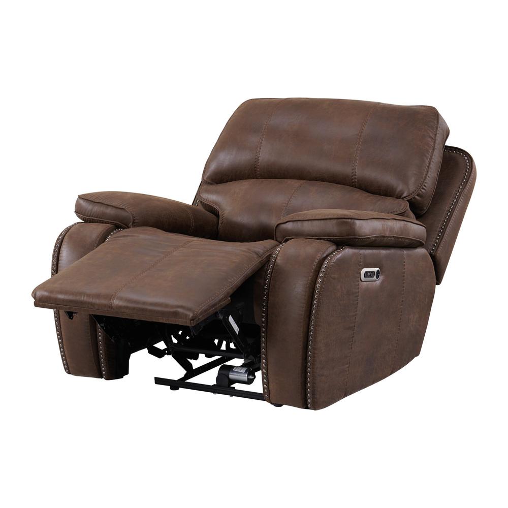 Grover Power Motion Recliner with Power Head Recliner in Heritage Brown. Picture 3