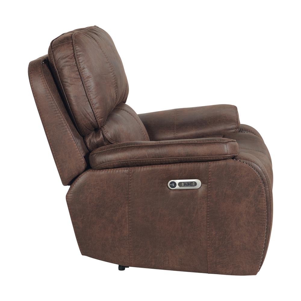 Grover Power Motion Recliner with Power Head Recliner in Heritage Brown. Picture 5