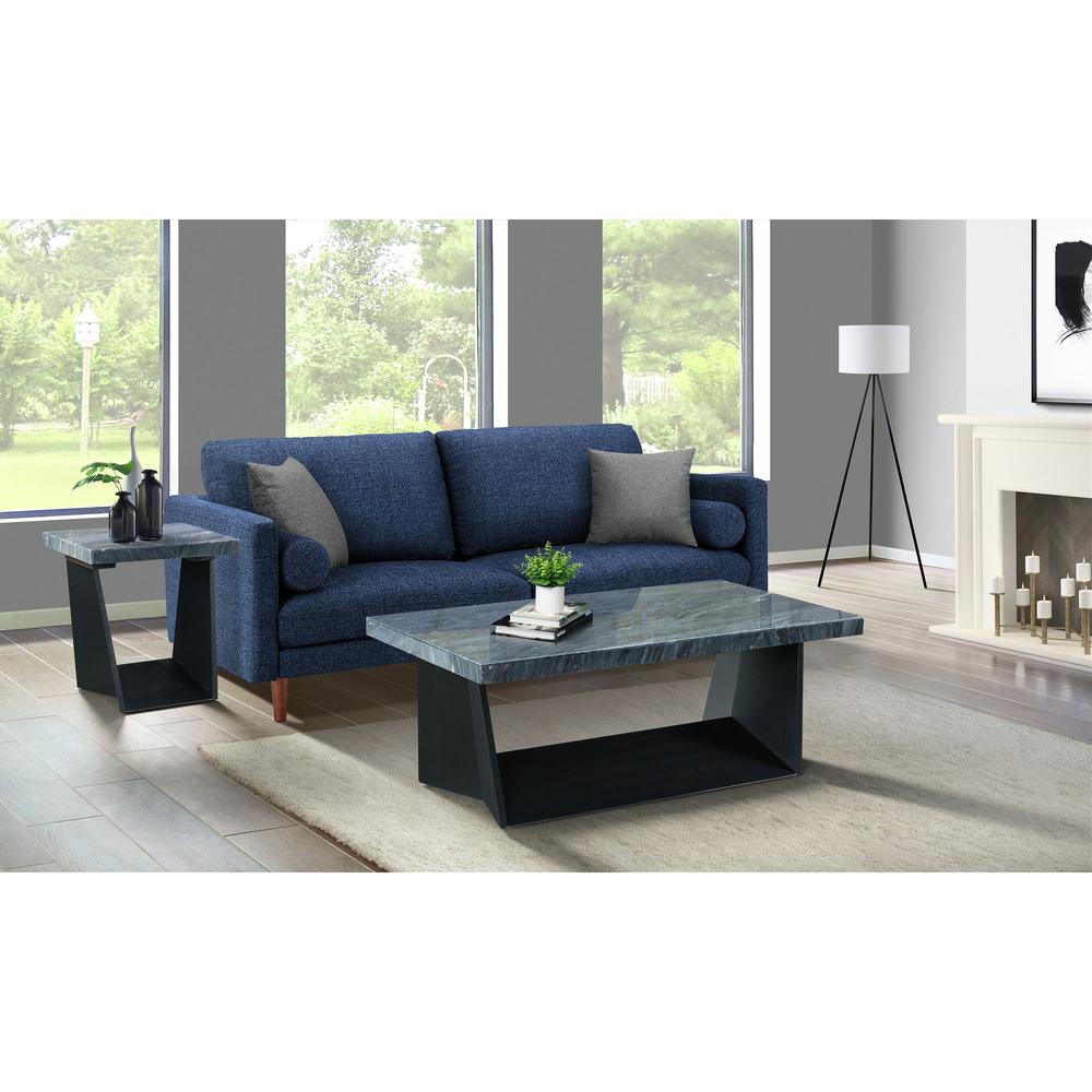 Picket House Furnishings Tobias Coffee Table with Dark Marble Top. Picture 2