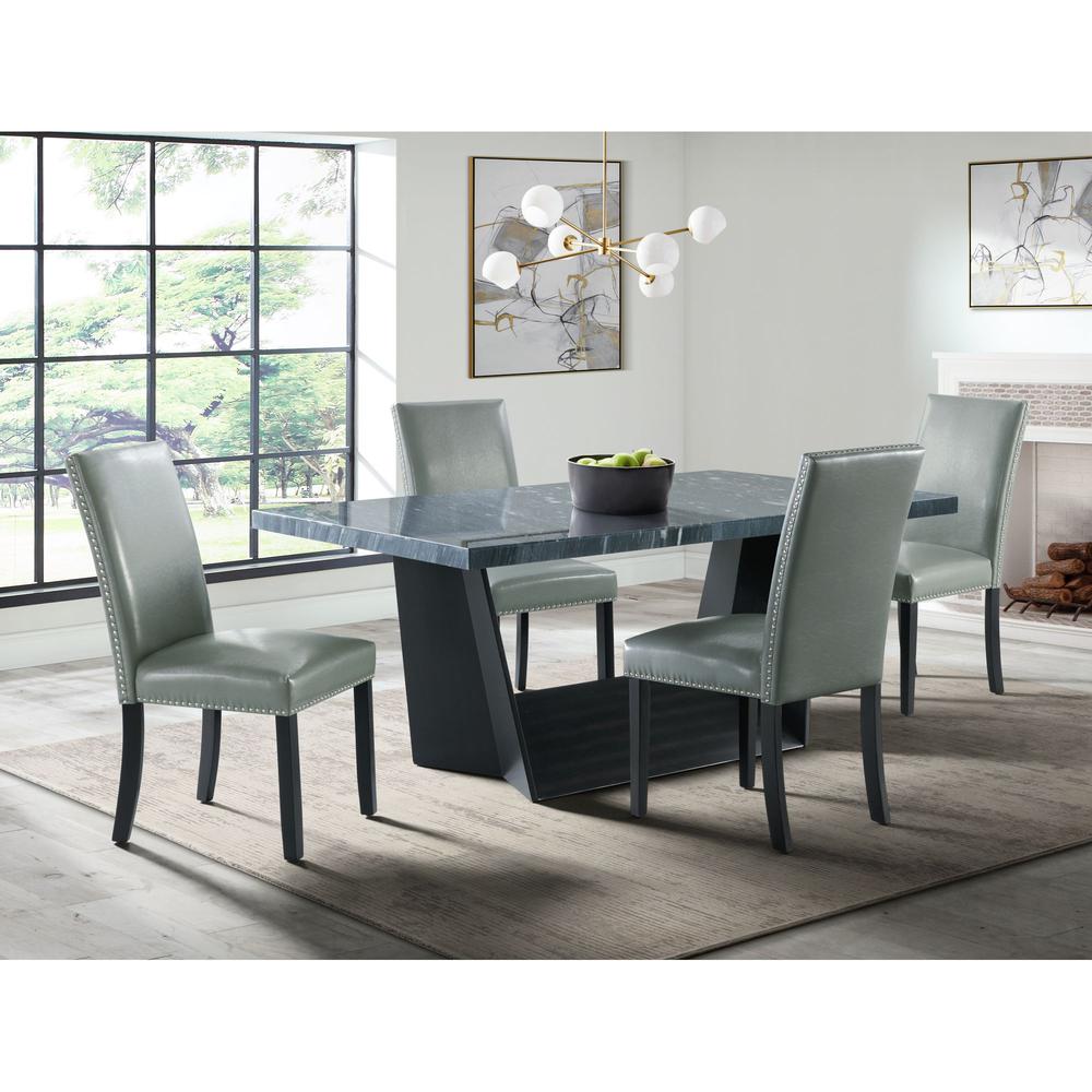 Dillon Standard Height Gray 5PC Dining Set-Table & Four Faux Leather Chairs in Gray. Picture 3